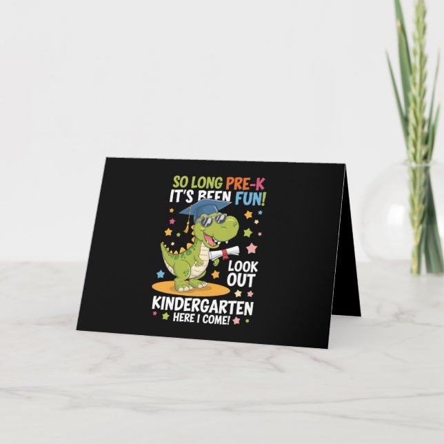 Tarjeta De Agradecimiento Pre K Graduado Kindergarten Dinosaur T Rex (Anverso)