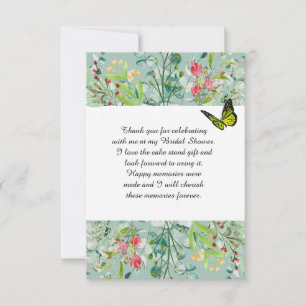 Tarjeta De Agradecimiento Preciosa despedida de soltera boho de flores silve
