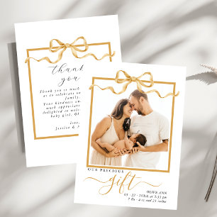 Tarjeta De Agradecimiento Precious Gift Elegant Photo Baby Shower