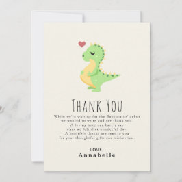 Tarjeta De Agradecimiento Preggosauro Cute Dinosaur Baby Shower