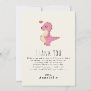 Tarjeta De Agradecimiento Preggosaurus Dinosaur Cu Cutito Bebé Shower