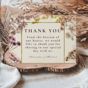 Tarjeta De Agradecimiento Prensa floral botánica malva elegante boda