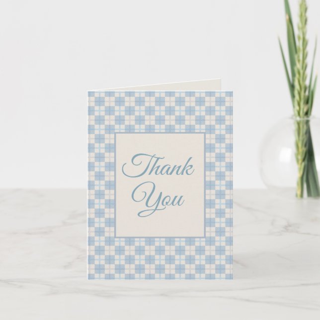 Tarjeta De Agradecimiento Preppy Blue Plaid Baby Shower Thank You  (Anverso)