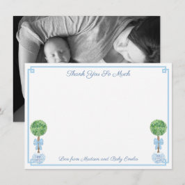 Tarjeta De Agradecimiento Preppy Boxwood Baby Boy Shower Sip Y Ver Imagen