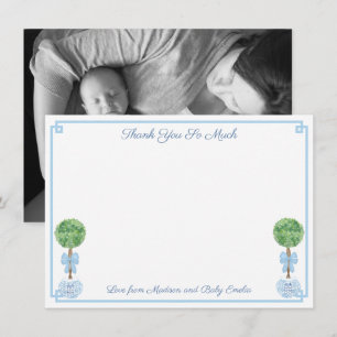Tarjeta De Agradecimiento Preppy Boxwood Baby Boy Shower Sip Y Ver Imagen