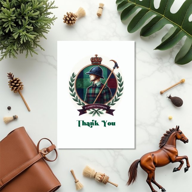 Tarjeta De Agradecimiento Preppy Equestrian Baby Shower (Preppy Equestrian Baby Shower Thank You Card)