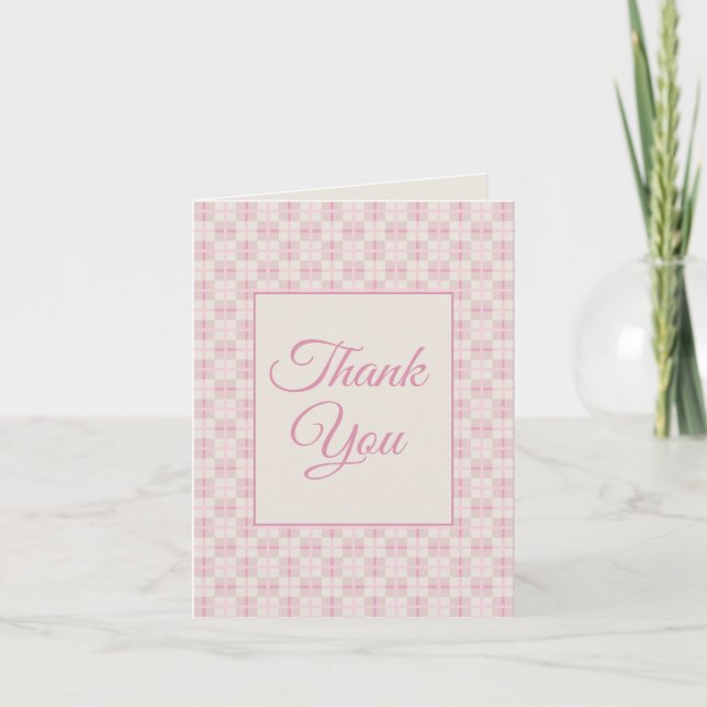 Tarjeta De Agradecimiento Preppy Pink Plaid Baby Shower Thank You  (Anverso)