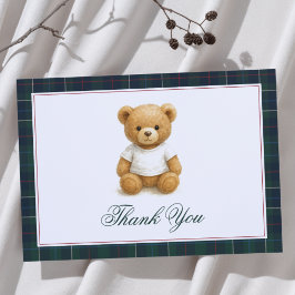 Tarjeta De Agradecimiento Preppy Teddy Bear Plantas Baby Shower