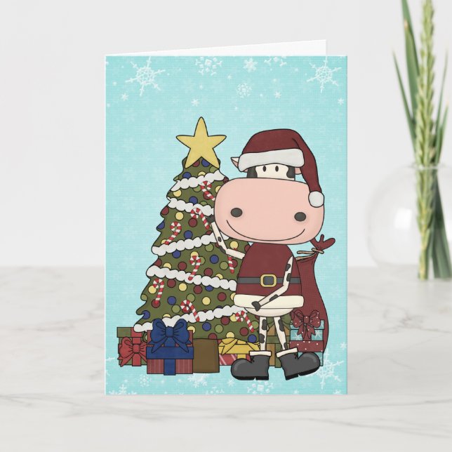 Tarjeta De Agradecimiento Presents Under the Christmas Tree - Cow Gracias (Anverso)