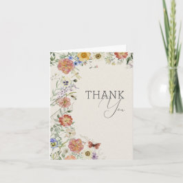 Tarjeta De Agradecimiento Pressed Wildflower Bridal Shower Thank You Card