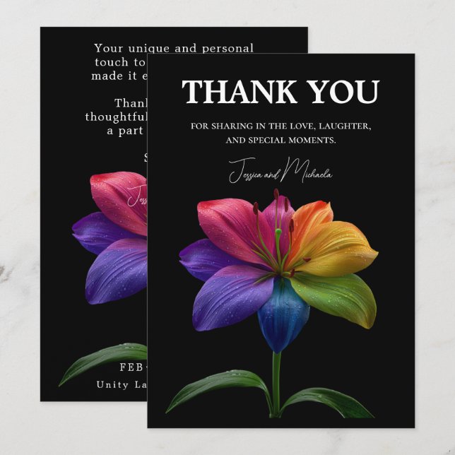 Tarjeta De Agradecimiento 🌈 Presupuesto de boda (Anverso / Reverso)