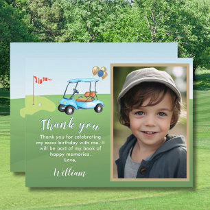Tarjeta De Agradecimiento Presupuesto Foto Niño Golf Cumpleaños de Cualquier