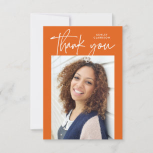 Tarjeta De Agradecimiento Presupuesto Naranja Caligrafía Moderna Foto Gradua