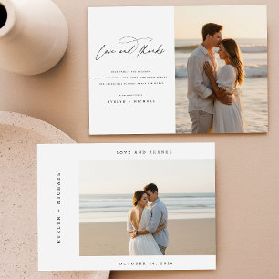 Tarjeta De Agradecimiento Presupuesto Simple de Fotos de Boda con Escritura