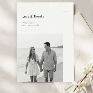 Tarjeta De Agradecimiento Presupuesto Simple para Fotos de Boda Clásicas y F