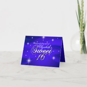 Tarjeta de agradecimiento Pretty Blue Sparkle Swee