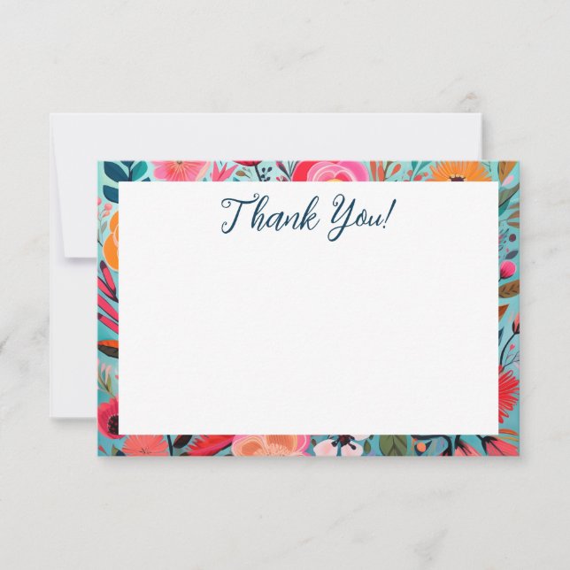 Tarjeta De Agradecimiento Pretty Botanical Girly Floral Thank You (Anverso)