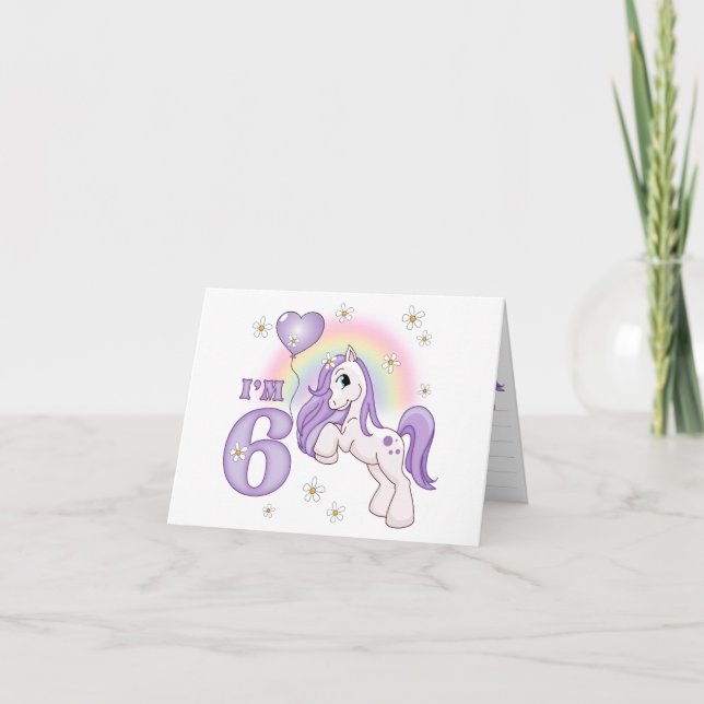 Tarjeta De Agradecimiento Pretty Pony 6th Birthday Invitations (Anverso)