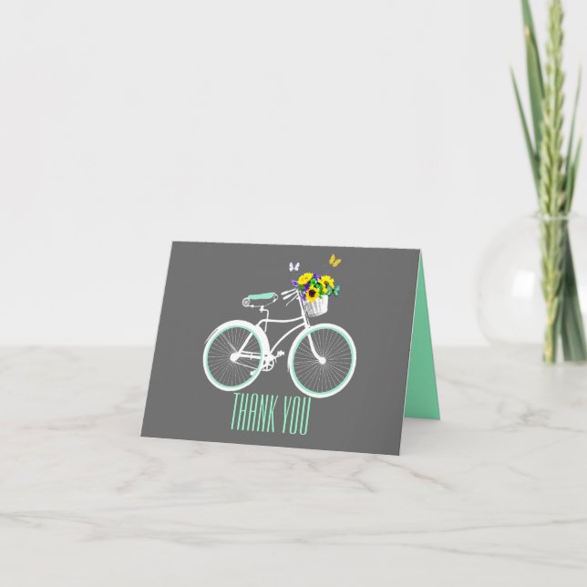 Tarjeta de agradecimiento Pretty White Girly Bicyc (Anverso)