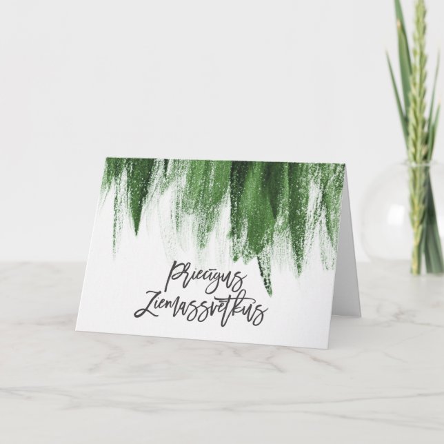 Tarjeta De Agradecimiento Priezigus Ziemassvetkus Feliz Navidad Letón (Anverso)