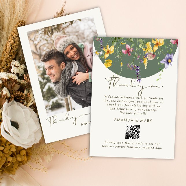 Tarjeta De Agradecimiento Primavera Caída Boho Flor silvestre Bloom Whimsica (Subido por el creador)
