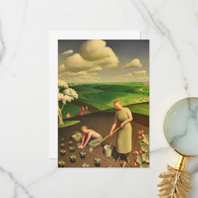 Tarjeta De Agradecimiento Primavera en el país por Grant Wood (Anverso/Reverso In Situ)
