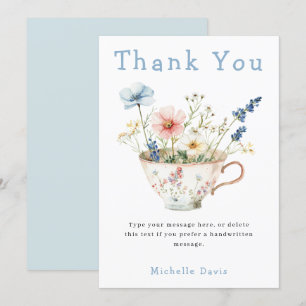 Tarjeta De Agradecimiento Primavera Floral Bridal Shower Tea Fiesta