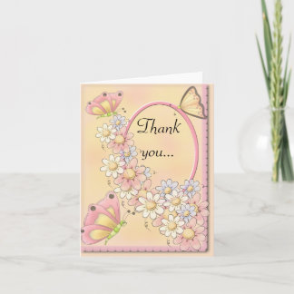 Tarjeta De Agradecimiento Primavera Flores de margarita y mariposas gracias