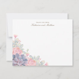 Tarjeta De Agradecimiento Primavera Suculentos Boda Gracias Cartas
