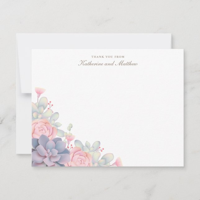 Tarjeta De Agradecimiento Primavera Suculentos Boda Gracias Cartas (Anverso)