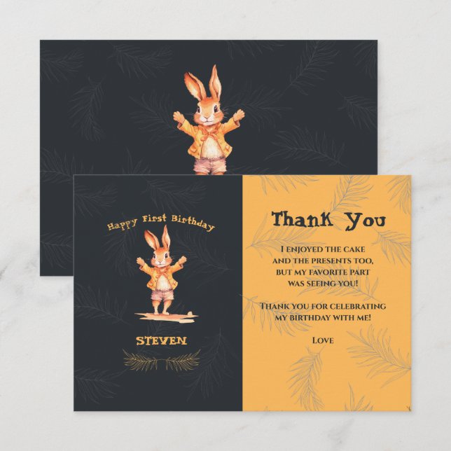 Tarjeta De Agradecimiento Primer animal de cumpleaños (Anverso / Reverso)