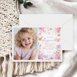 Tarjeta De Agradecimiento Primer Chica de hadas primer Fiesta de cumpleaños