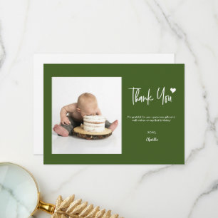 Tarjeta De Agradecimiento Primer Cumpleaños con Foto Personalizada Moderno v