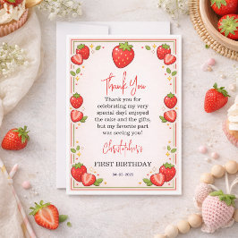 Tarjeta De Agradecimiento Primer cumpleaños de Berry | Primer cumpleaños de 