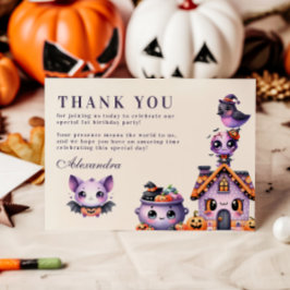 Tarjeta De Agradecimiento Primer cumpleaños de Cute Halloween