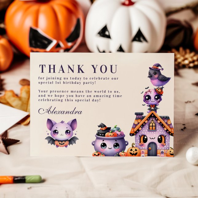 Tarjeta De Agradecimiento Primer cumpleaños de Cute Halloween (Subido por el creador)