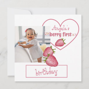Tarjeta De Agradecimiento Primer cumpleaños de fresa Berry