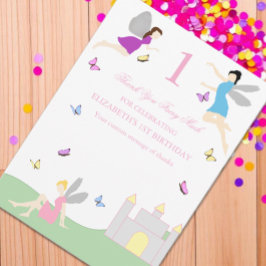 Tarjeta De Agradecimiento Primer cumpleaños de hada