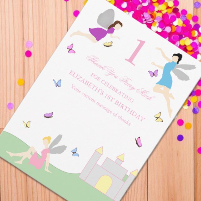 Tarjeta De Agradecimiento Primer cumpleaños de hada (Subido por el creador)