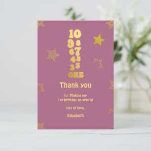 Tarjeta De Agradecimiento Primer cumpleaños de la cuenta regresiva de Año Nu