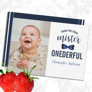 Tarjeta De Agradecimiento Primer cumpleaños de Mister OneMaravilloso Bow Tie