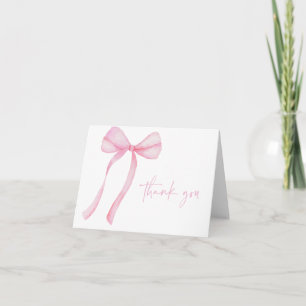 Tarjeta De Agradecimiento Primer cumpleaños de Pink Bow Coquette