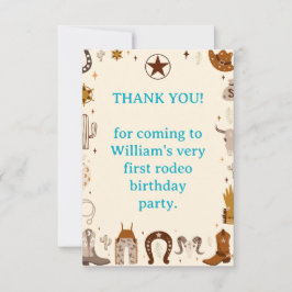 Tarjeta De Agradecimiento Primer cumpleaños de Rodeo Cowboy