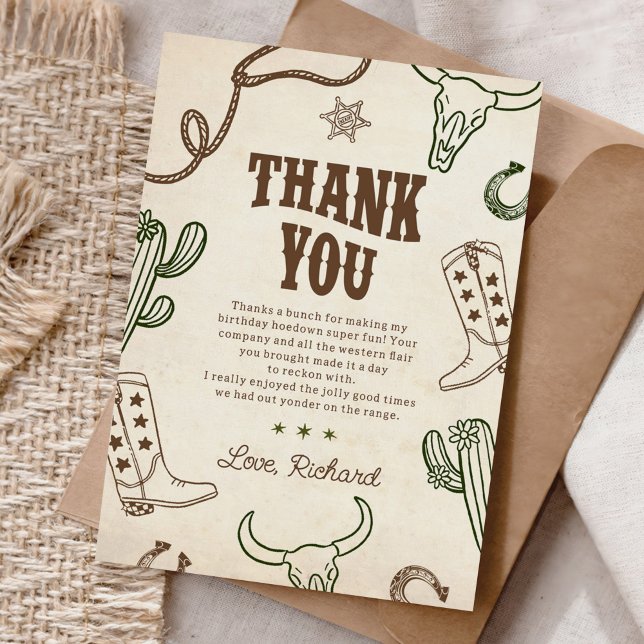 Tarjeta De Agradecimiento Primer cumpleaños de Rodeo Western Boy (Subido por el creador)
