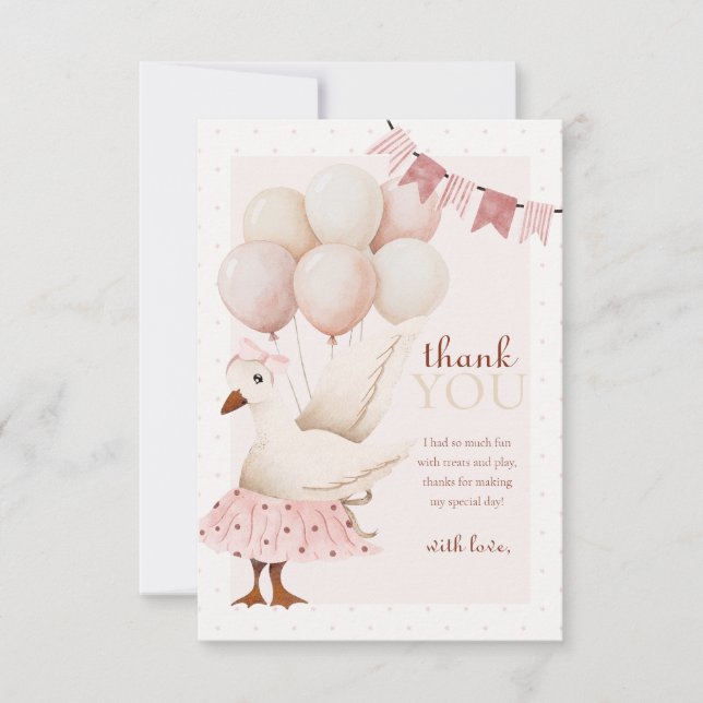 Tarjeta De Agradecimiento Primer cumpleaños de un pastel rosado de una galli (Anverso)