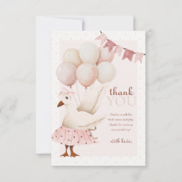 Tarjeta De Agradecimiento Primer cumpleaños de un pastel rosado de una galli