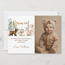 Tarjeta De Agradecimiento Primer cumpleaños de una foto feliz de camper