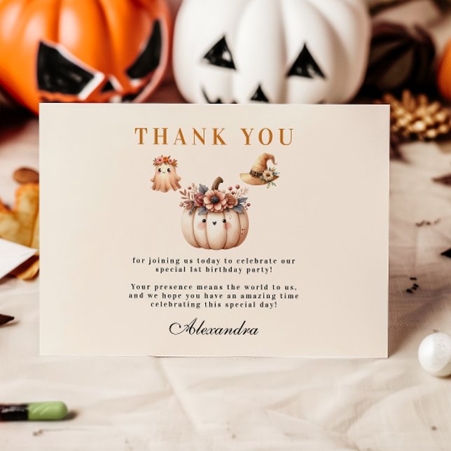 Tarjeta De Agradecimiento Primer cumpleaños del Boho Rainbow Spooky (Subido por el creador)