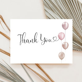 Tarjeta De Agradecimiento Primer cumpleaños del Chica de los globos Rubor