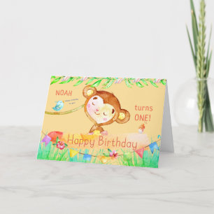 Tarjeta De Agradecimiento Primer cumpleaños del mono más rico